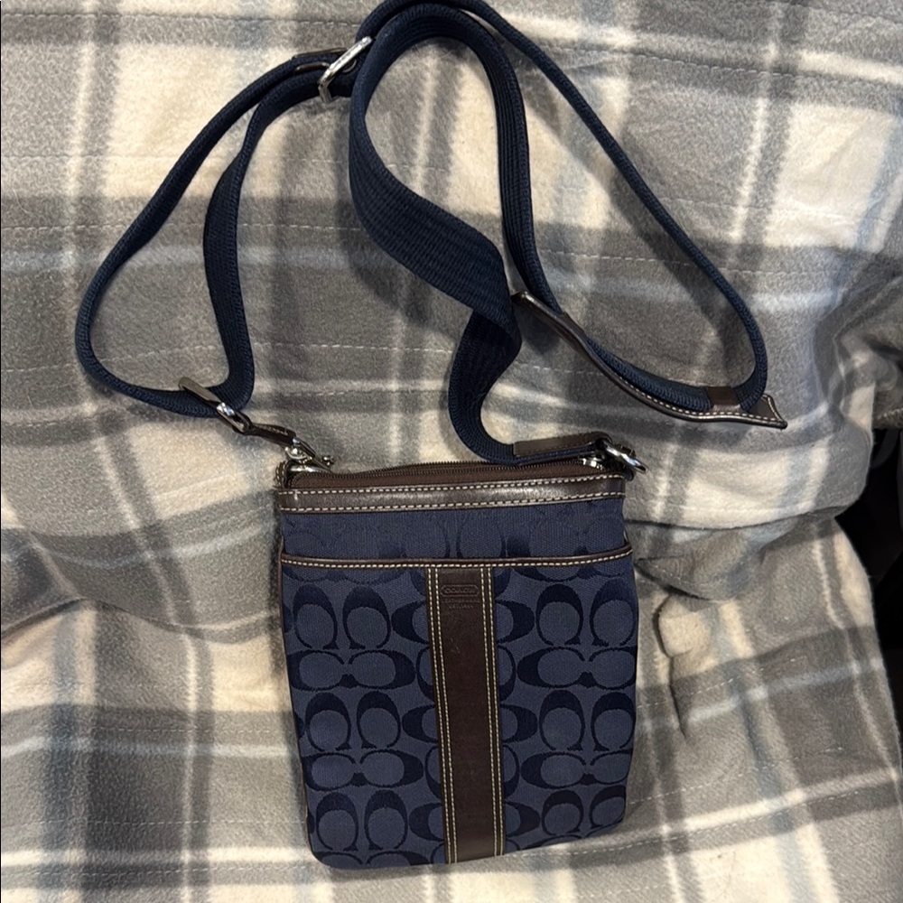Navy and Brown Crossbody Bag